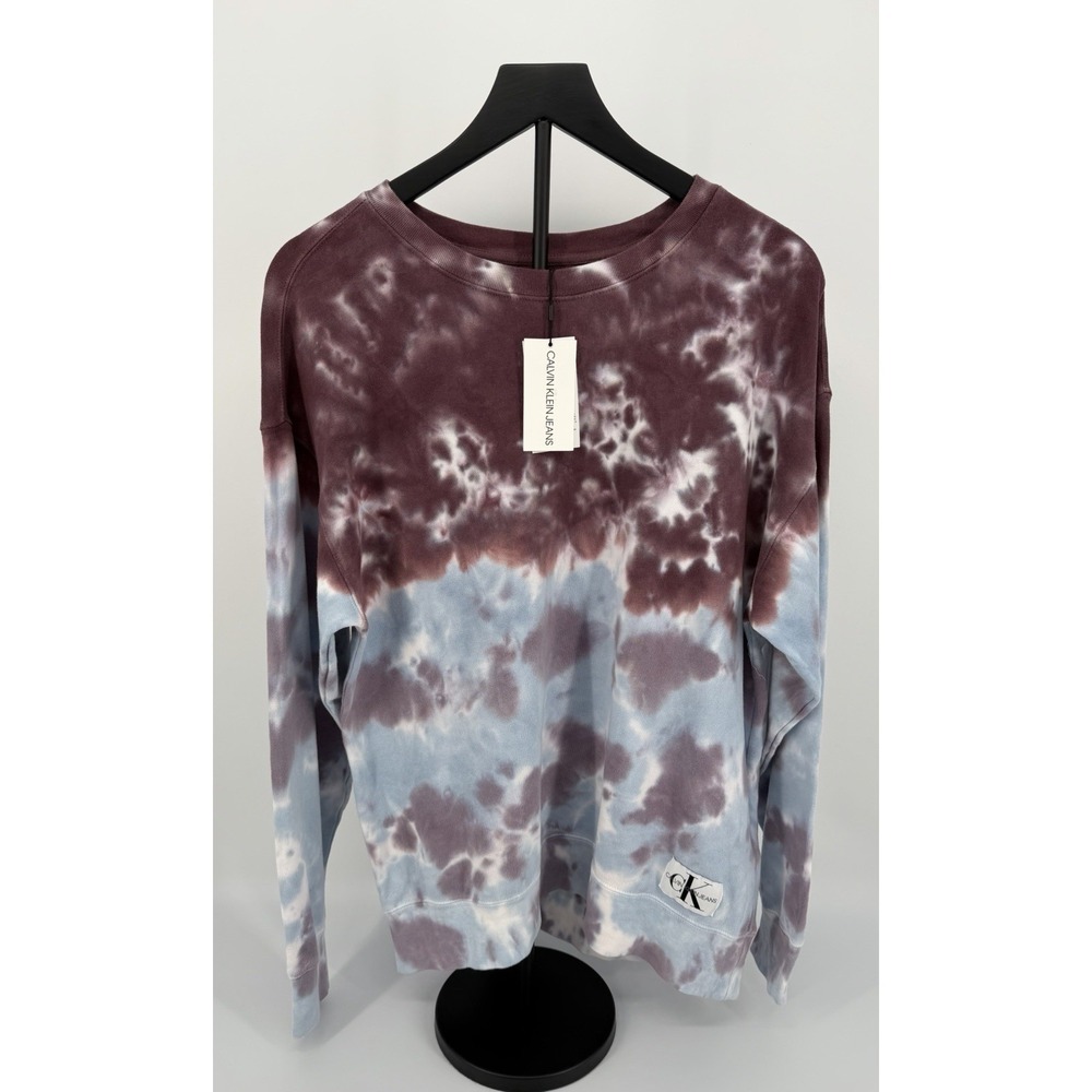 Calvin Klein Jeans Tie Dye Crewneck Sweatshirt Blue Purple S NWT